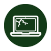 cracked laptop screen icon - green negative