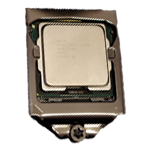 isolated image of a cpu inside the motherboard bracket