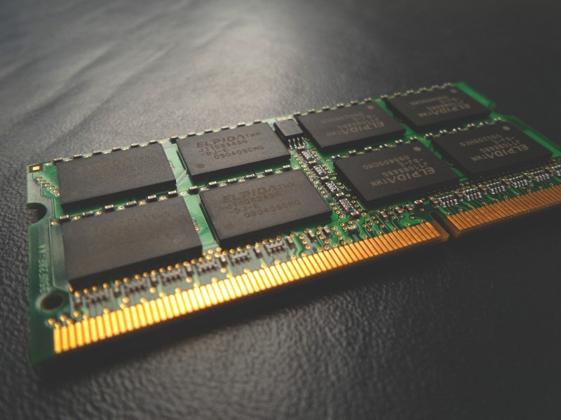 close up view of laptop RAM module