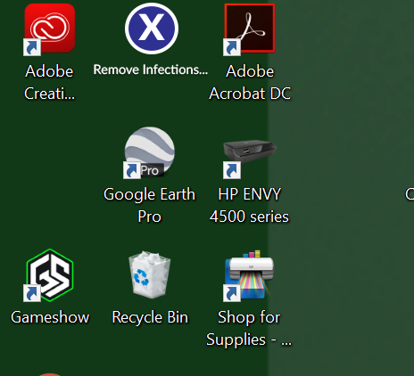 Screenshot of random desktop icons on a green background